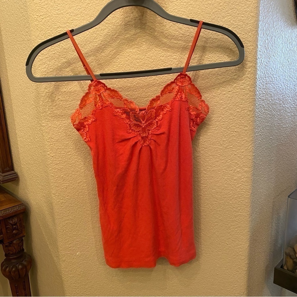 BANANA REPUBLIC Women Orange Lace Camisole Tank Top Size Small Petite